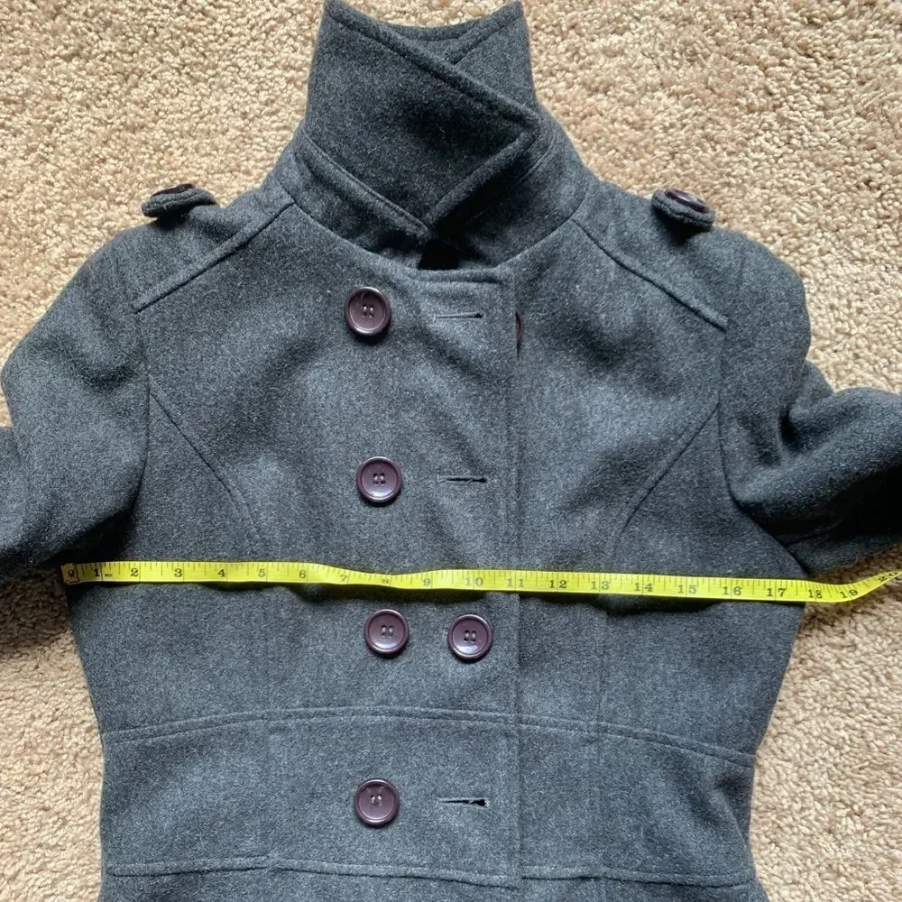 Military Style‎ Gray Wool Blend Short Coat Fits XS-S size